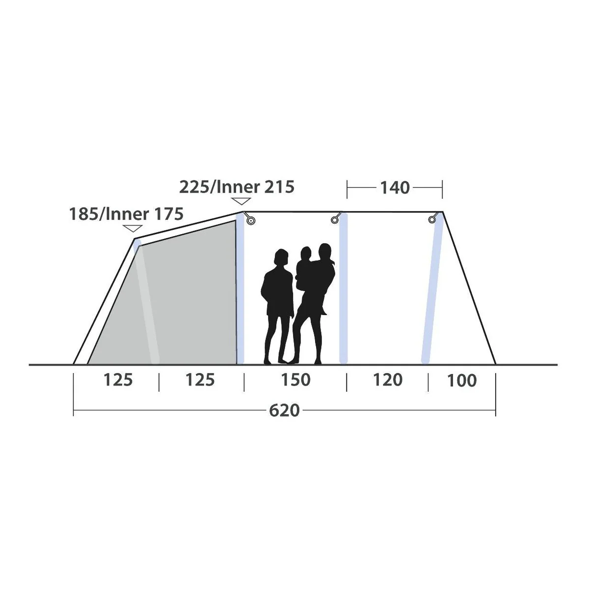 Outwell Montana 6 Air 6 Berth Four Room Tunnel Tent - Image 18