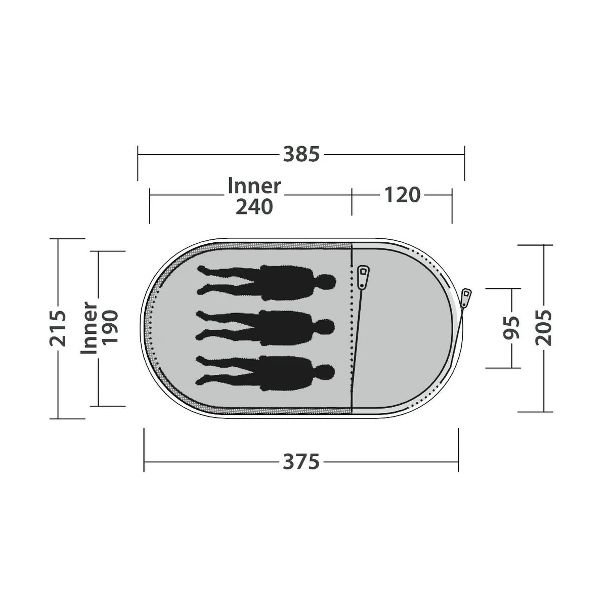 Outwell Nexion 3 Ocean Pop-up Tent 3 Berth Fast Pitch Dark Inner - Image 10