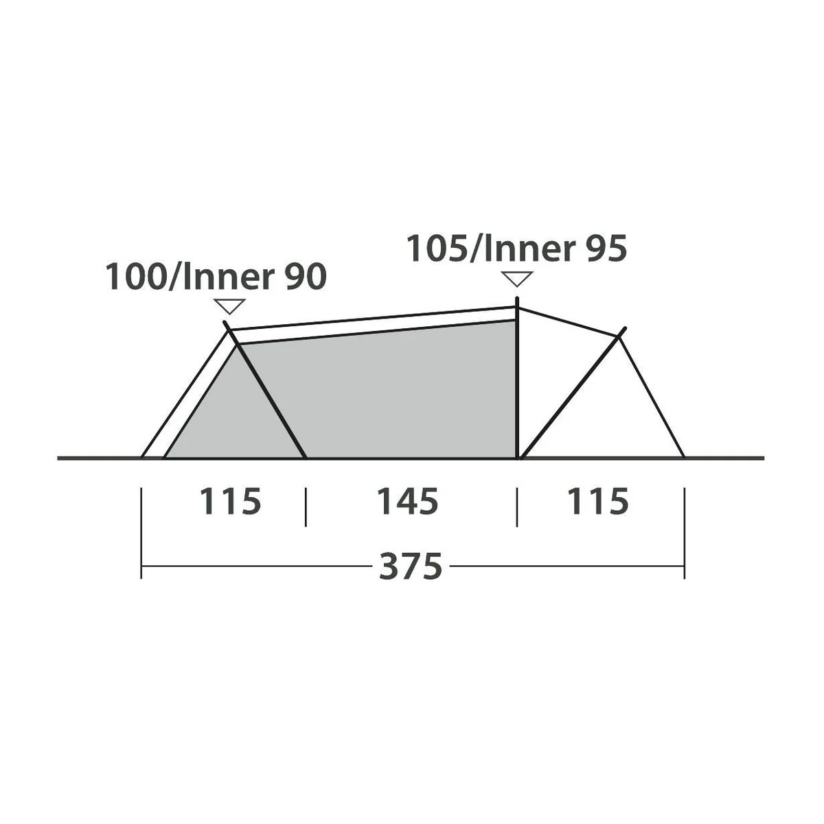 Outwell Nexion 3 Ocean Pop-up Tent 3 Berth Fast Pitch Dark Inner - Image 13