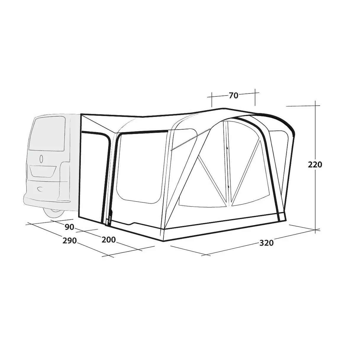Outwell Park PowerAir Driveaway Awning Campervan 175-200cm Low - Image 17