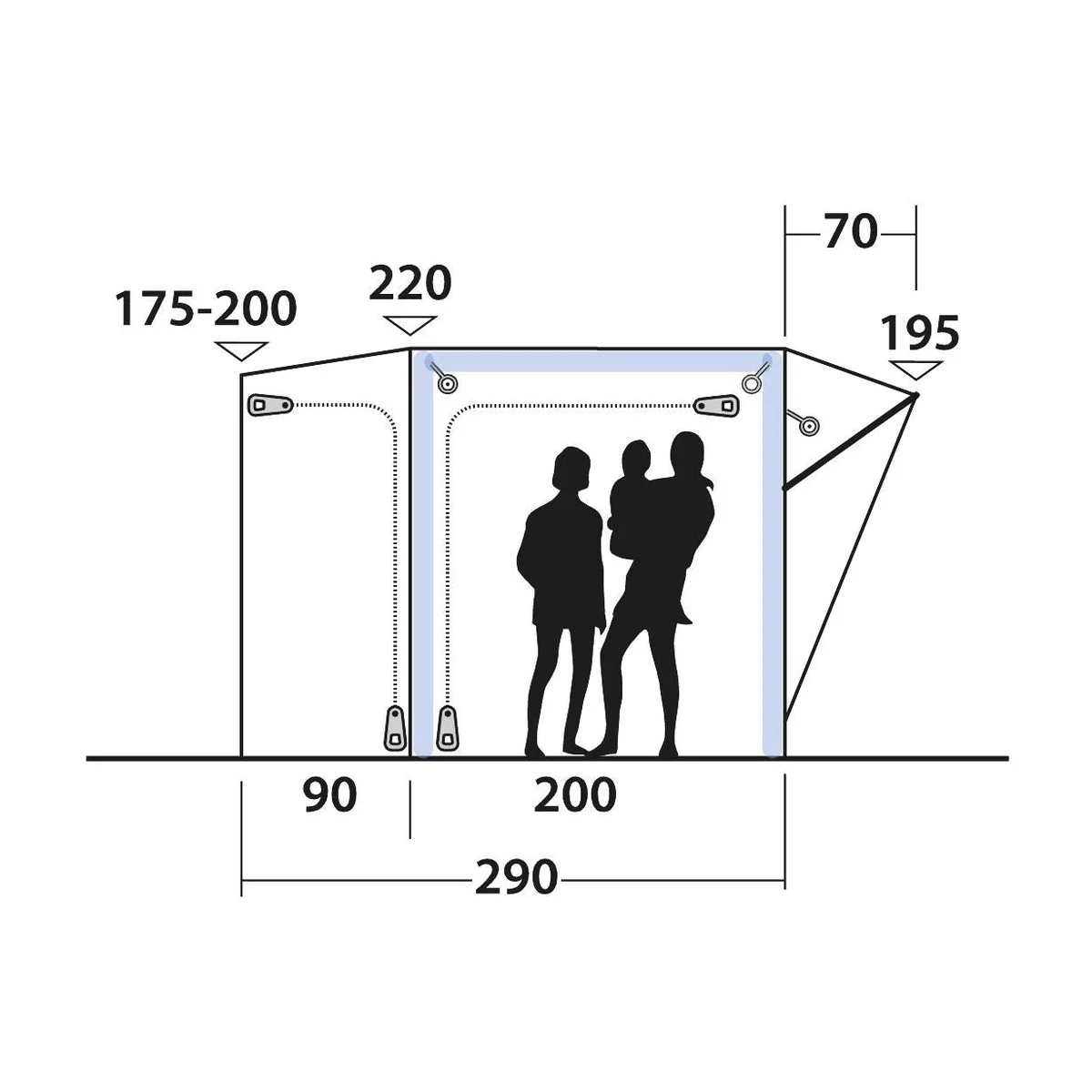 Outwell Park PowerAir Driveaway Awning Campervan 175-200cm Low - Image 19