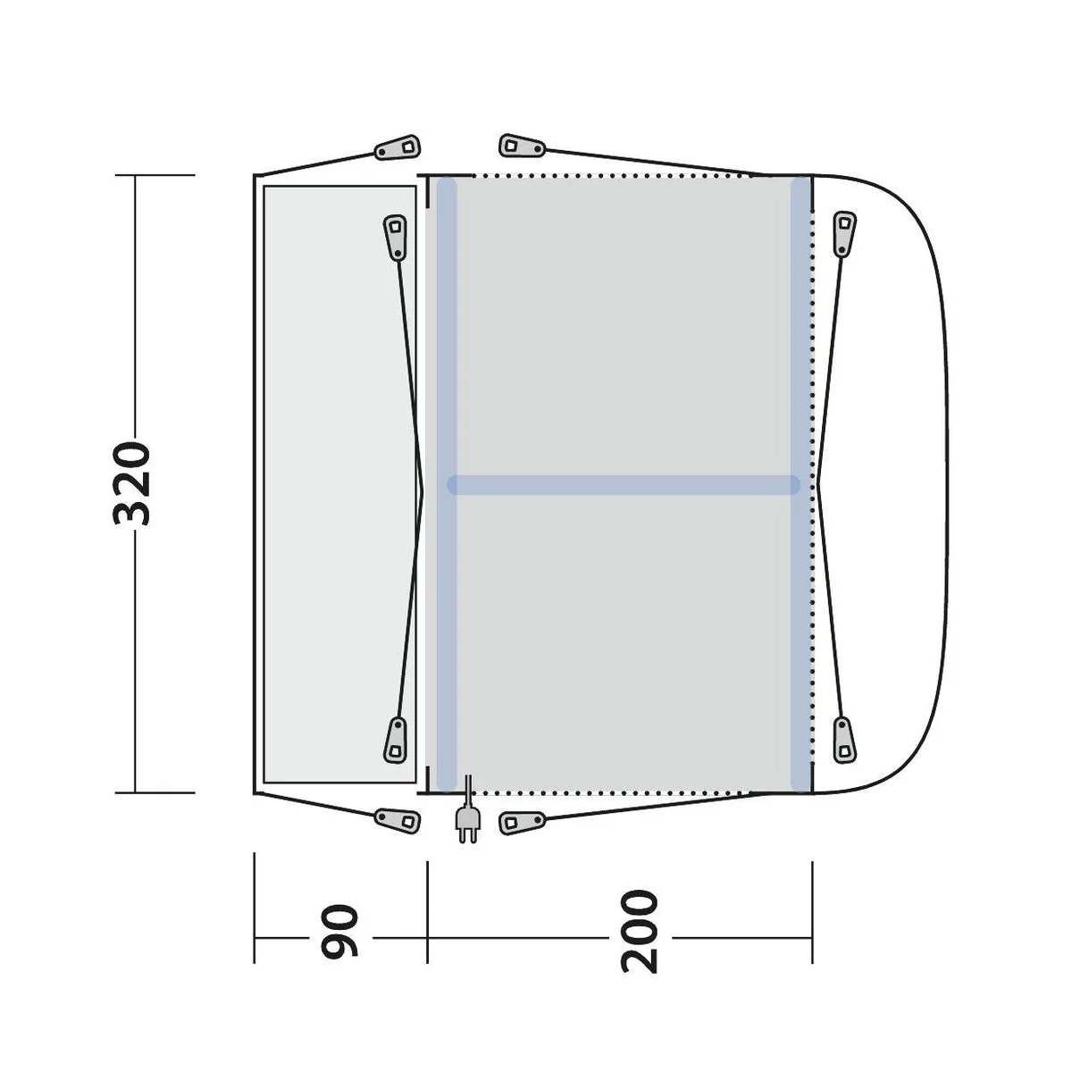 Outwell Park PowerAir Driveaway Awning Campervan 175-200cm Low - Image 20