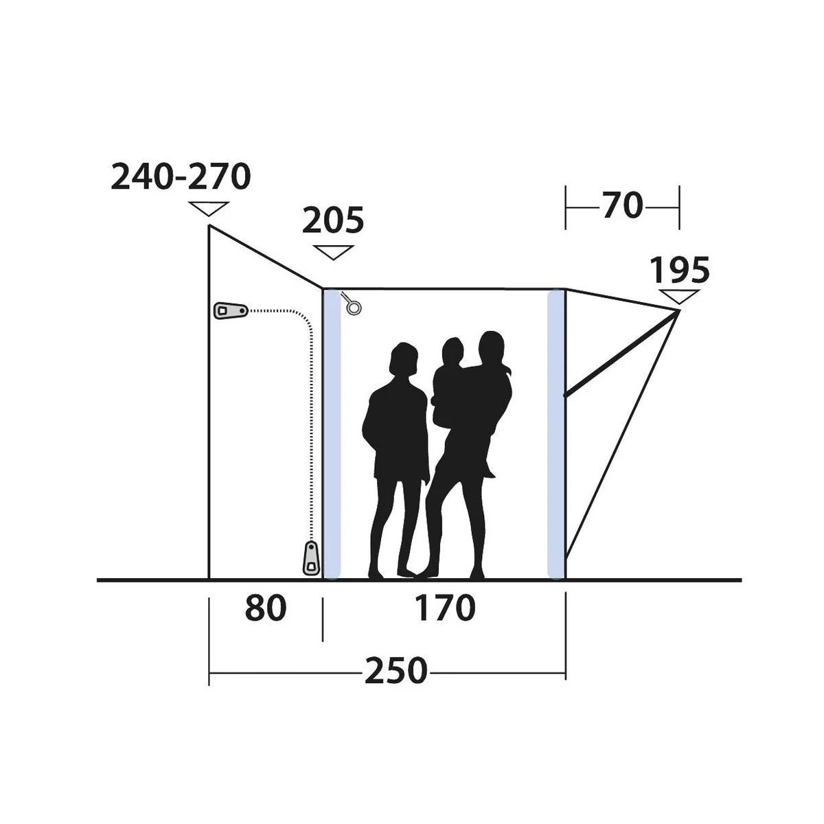Outwell Santa Monica Air Mid High Driveaway Awning Campervan 240-270cm - Image 11
