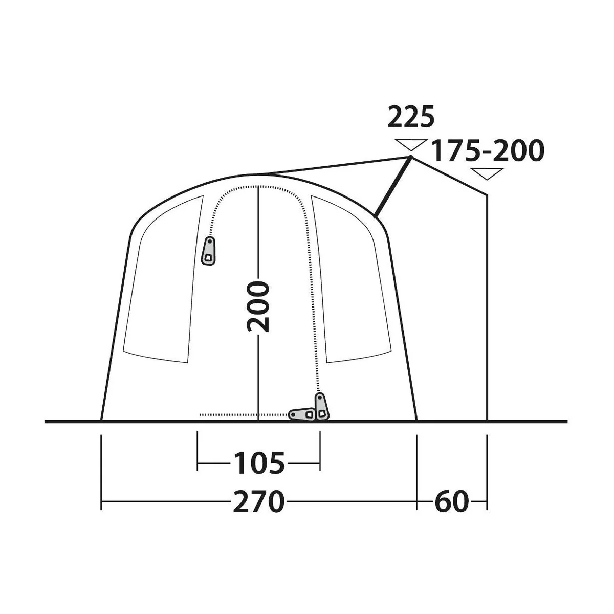Outwell Wolfburg Air Driveaway Awning Campervan 175-200cm Low - Image 8