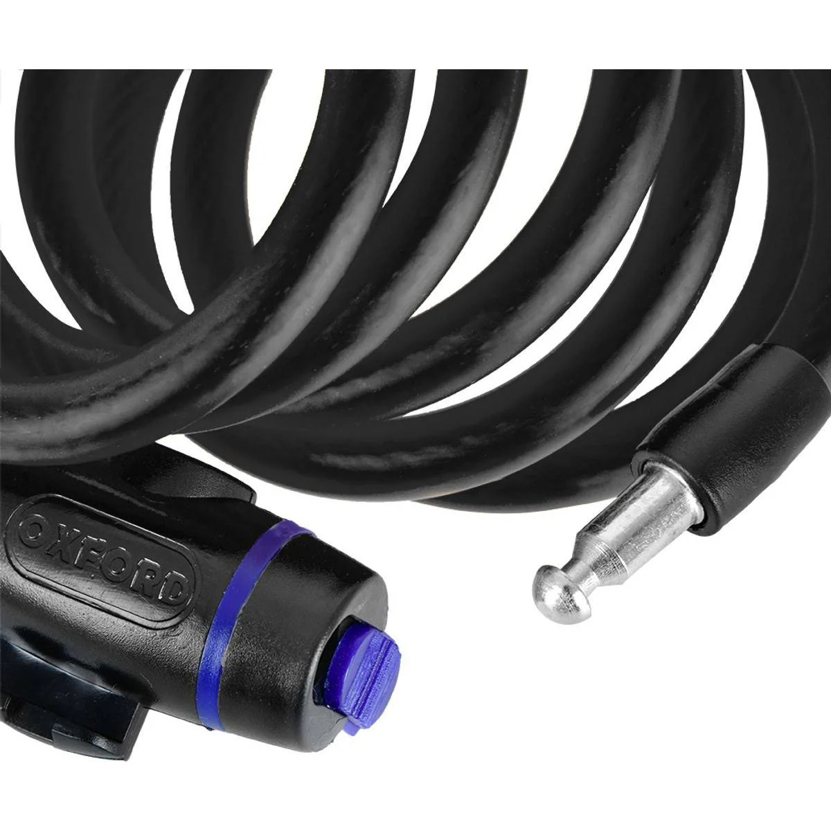 Oxford Self Coiling Tensile Steel Cable Lock 12mm x 1800mm Smoke - Image 4