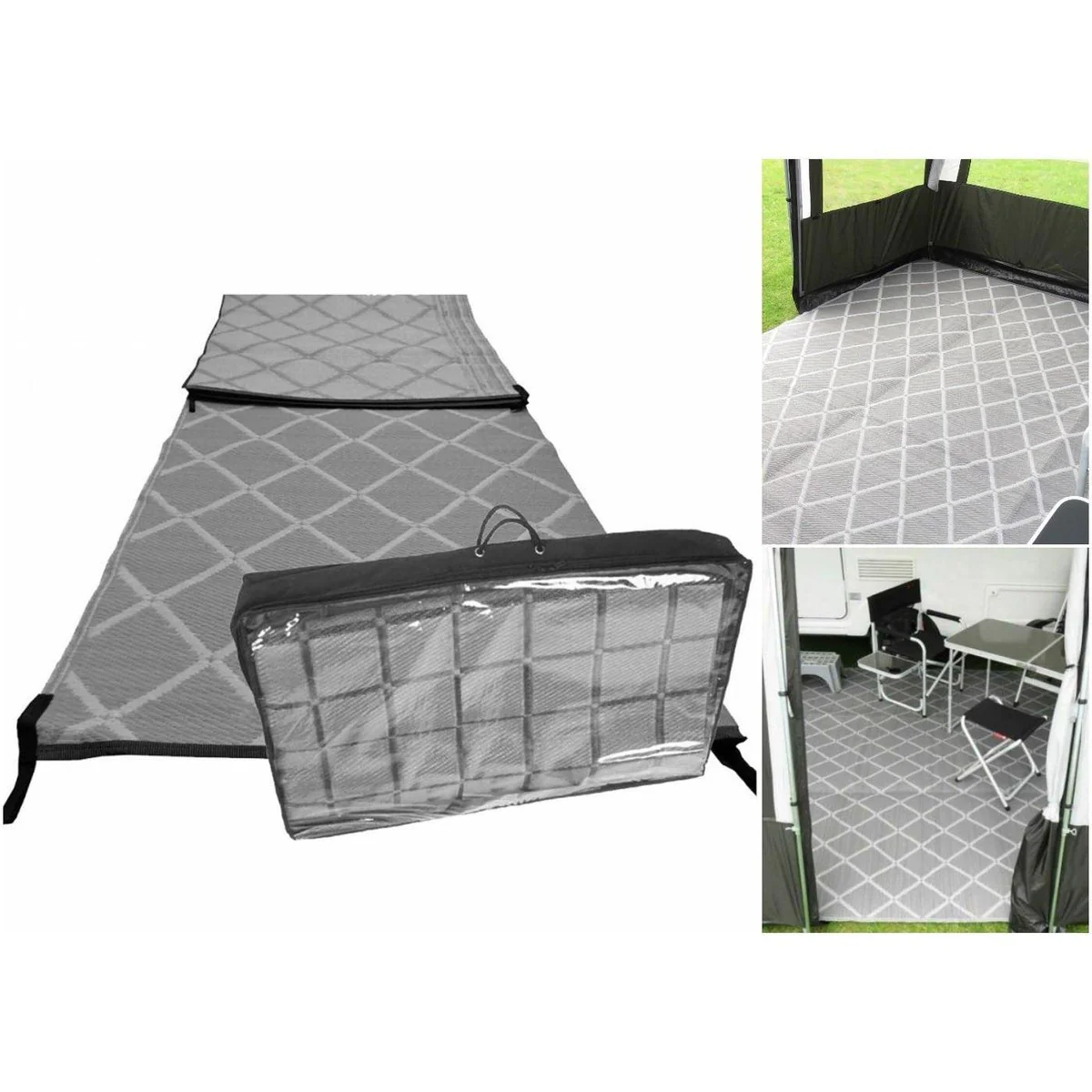 Paradise 2.5 X 2.5M Luxury Awning Carpet Moroccan Style Ground Sheet Grey