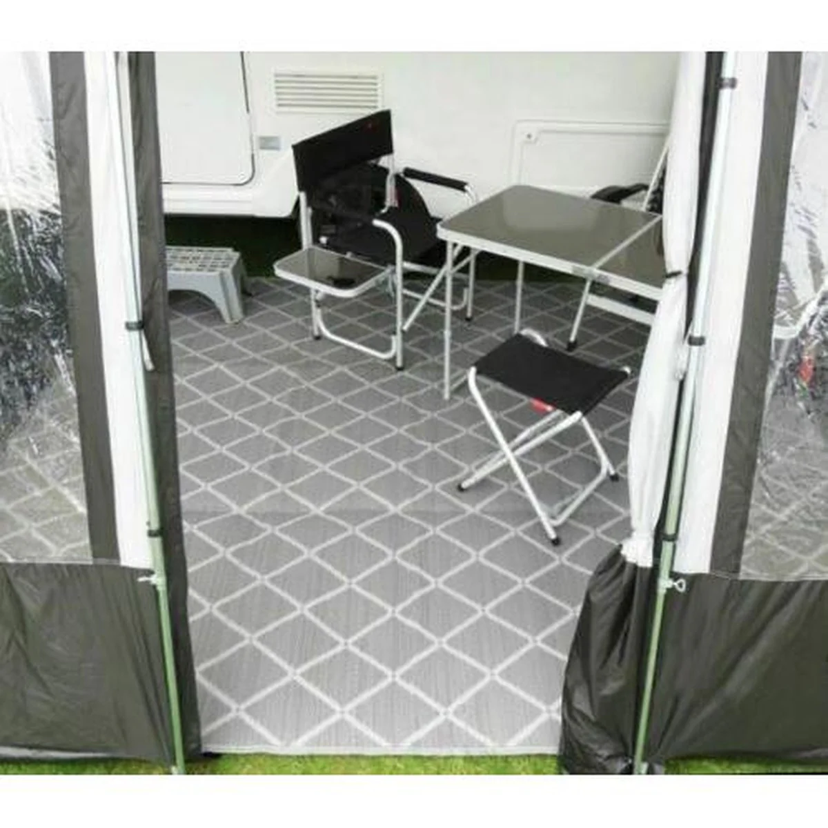 Paradise 2.5 X 6.5M Luxury Awning Carpet Moroccan Style Ground Sheet Grey - Image 5