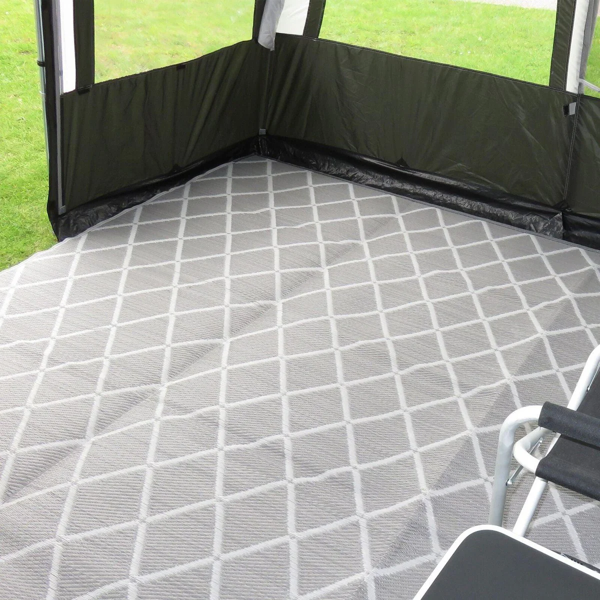 Paradise 2.5 X 7.5M Luxury Awning Carpet Moroccan Style Ground Sheet Grey - Image 4