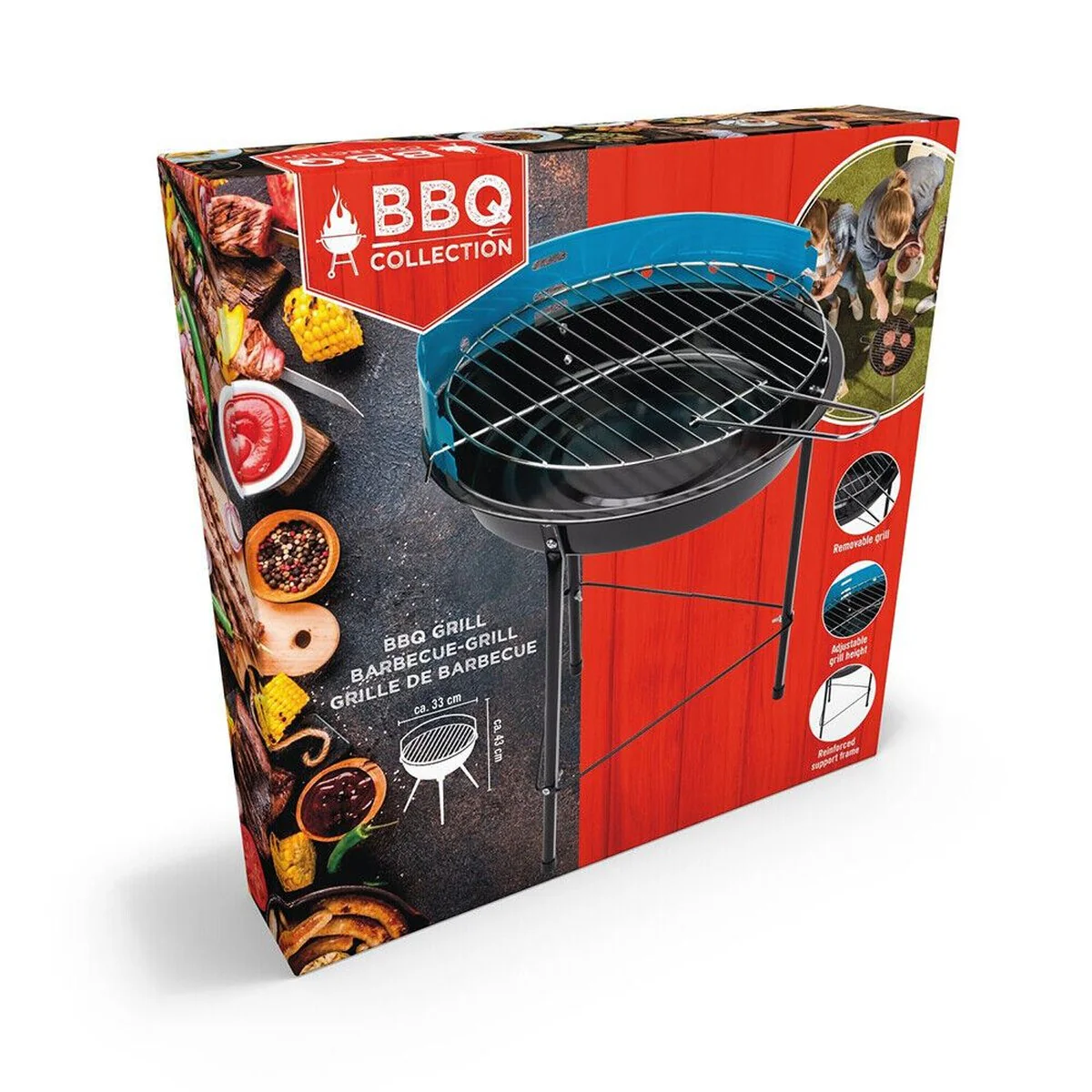 Portable 33cm Round Charcoal BBQ Grill for Outdoor Cooking in Garden or Patio - Image 2