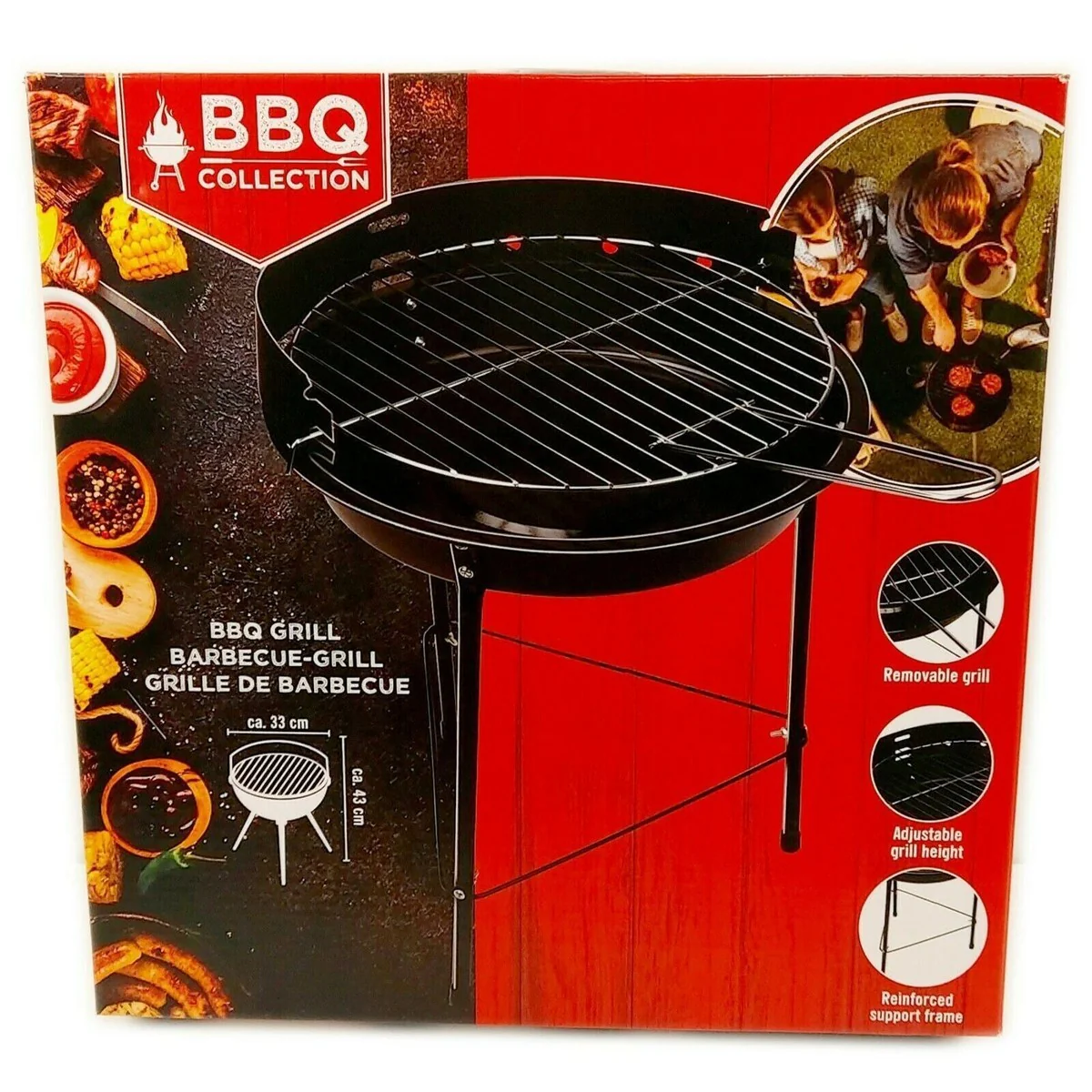 Portable 33cm Round Charcoal BBQ Grill for Outdoor Cooking in Garden or Patio - Image 4