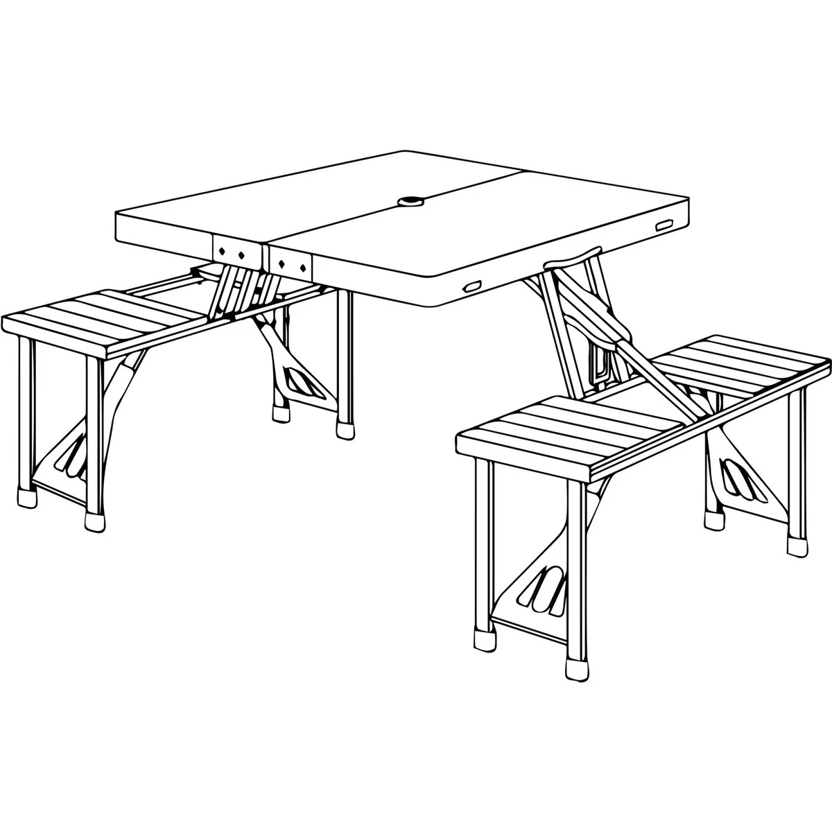 Quest Gloucester Deluxe Folding Picnic Set Table & Bench (Onyx Edition) - Image 2
