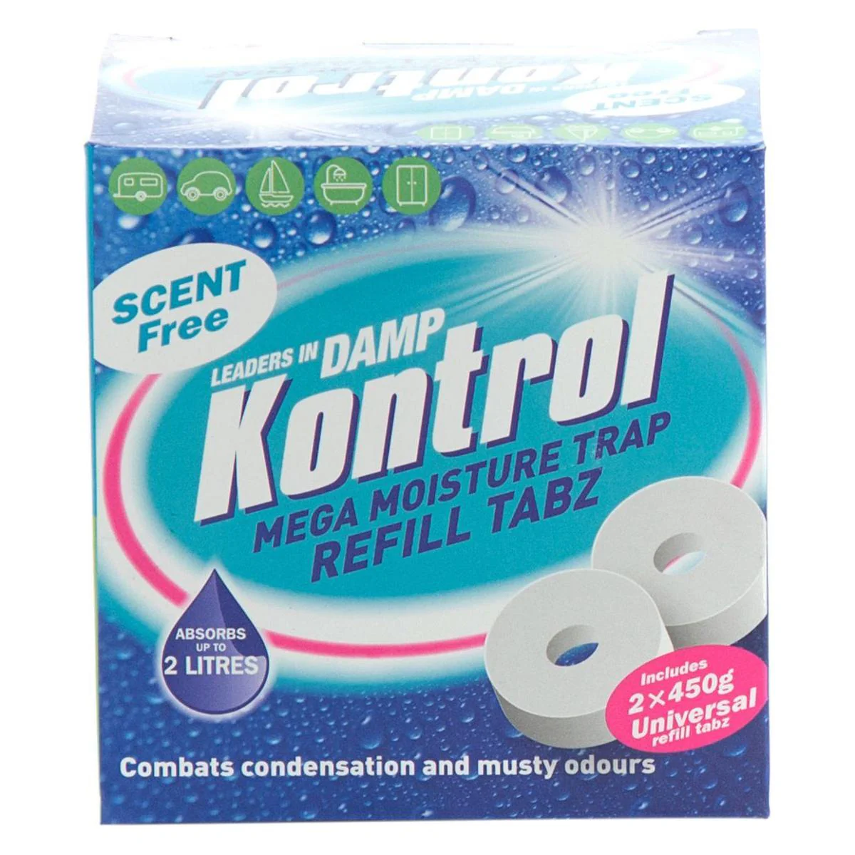 Refill Your Moisture Trap with Kontrol Refill Tabs Scent Free (2L) Pack of 2