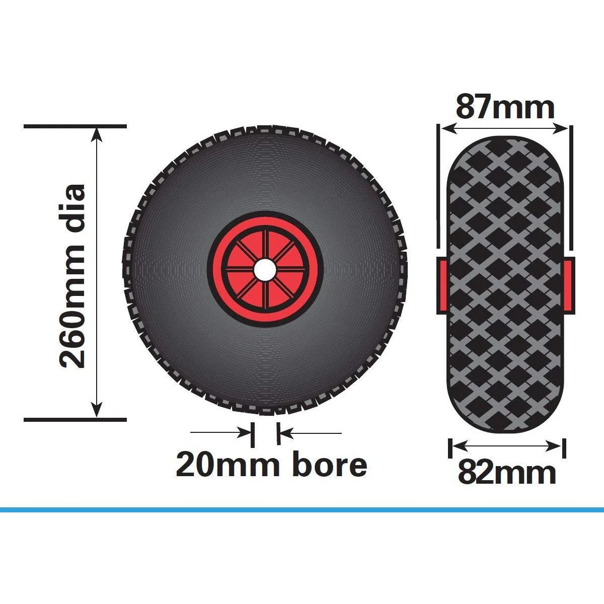 Replacement Pneumatic 260mm Jockey Wheel for 48mm Jockey Wheel fits MP437 - Image 2