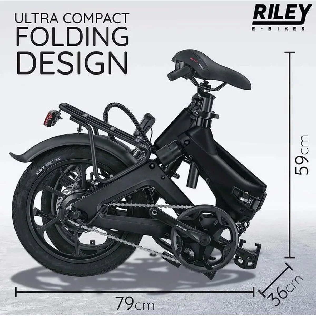 Riley RB1 Foldable E-bike - Black 45-50km Range 250w Motor - Image 4