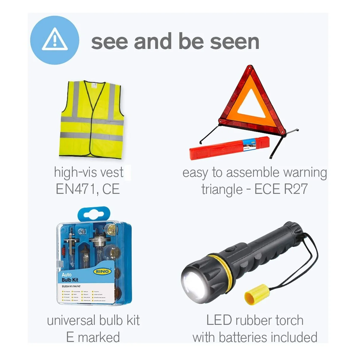 Ring RCT2 9 Piece Emergency Car Kit, with Universal Spare Bulb Kit, Booster Cabl - Image 5