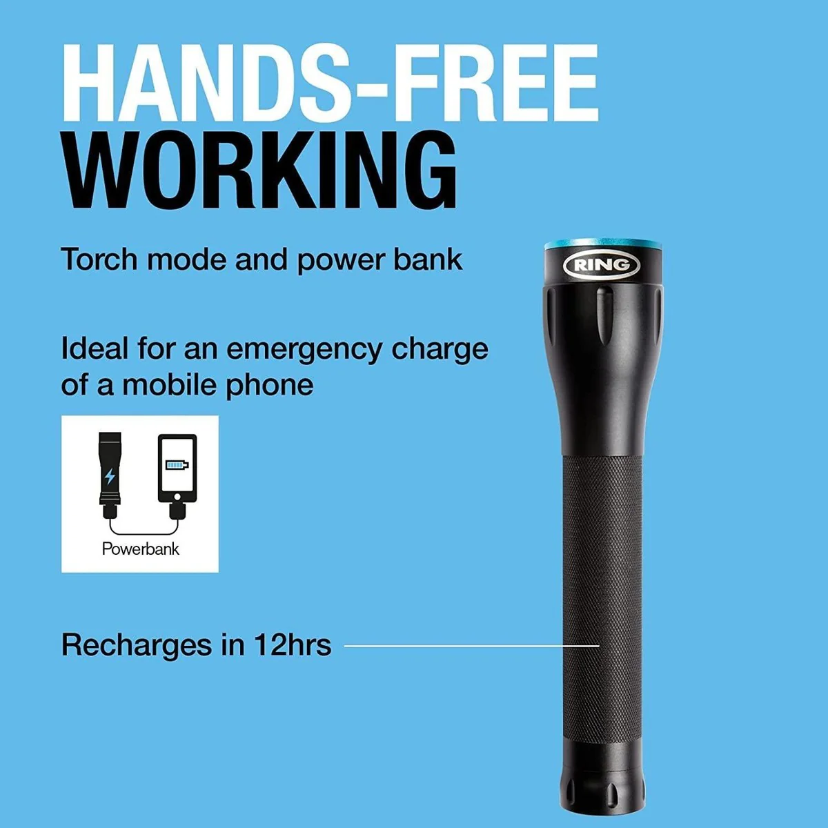 Ring RIT1060 Zoom750 Rechargeable LED Torch with Power Bank - Image 4