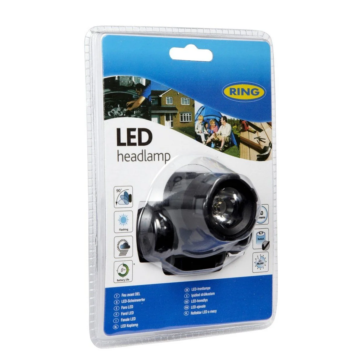 Ring RT5174 Head Torch with Long-Life LEDs, Adjustable Torch and Comfortable, Se