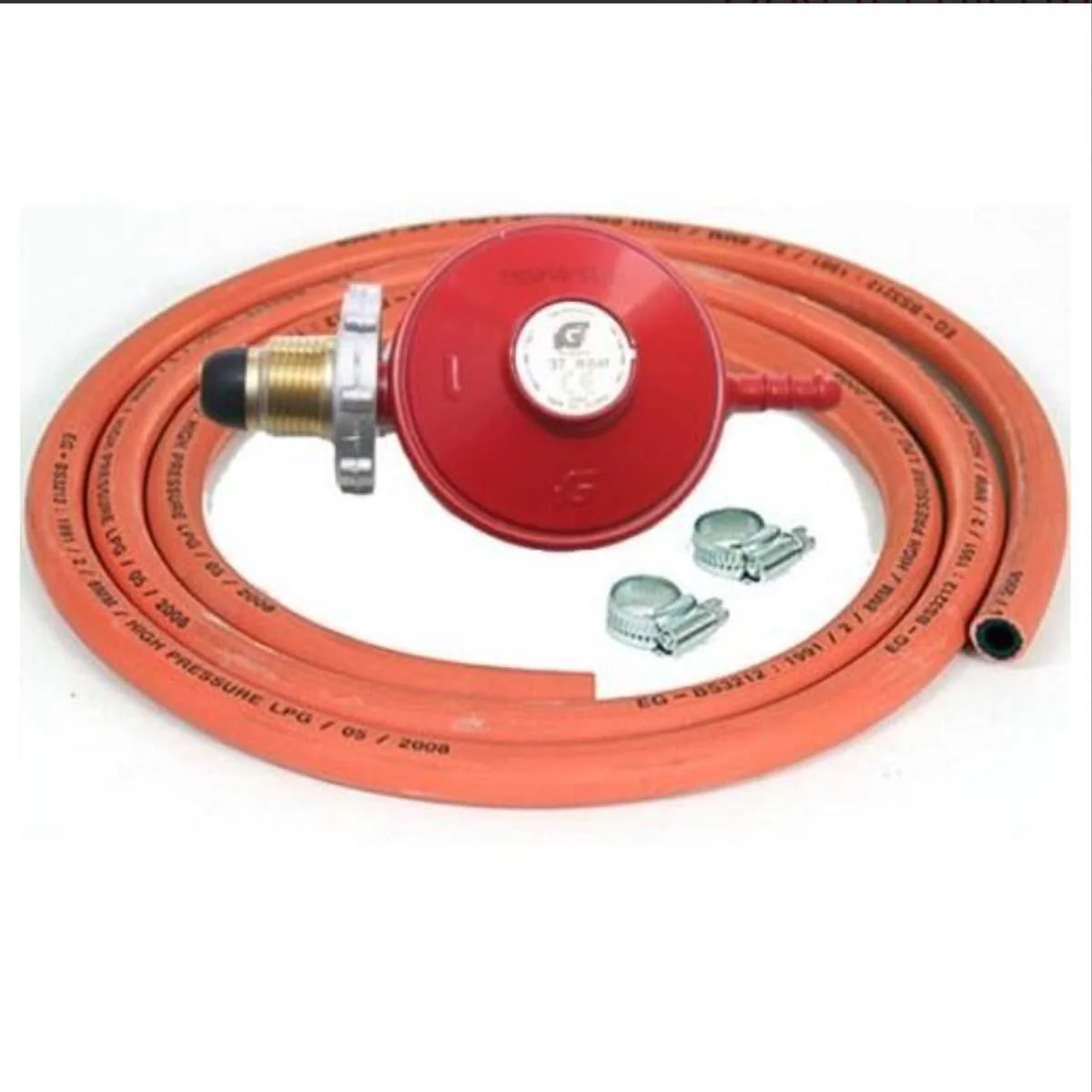 Royal Leisure Propane HW Regulator Gas Kit Inc: Propane Regulator w/ Handwheel 2m Gas Hose & 2 M00 Clips