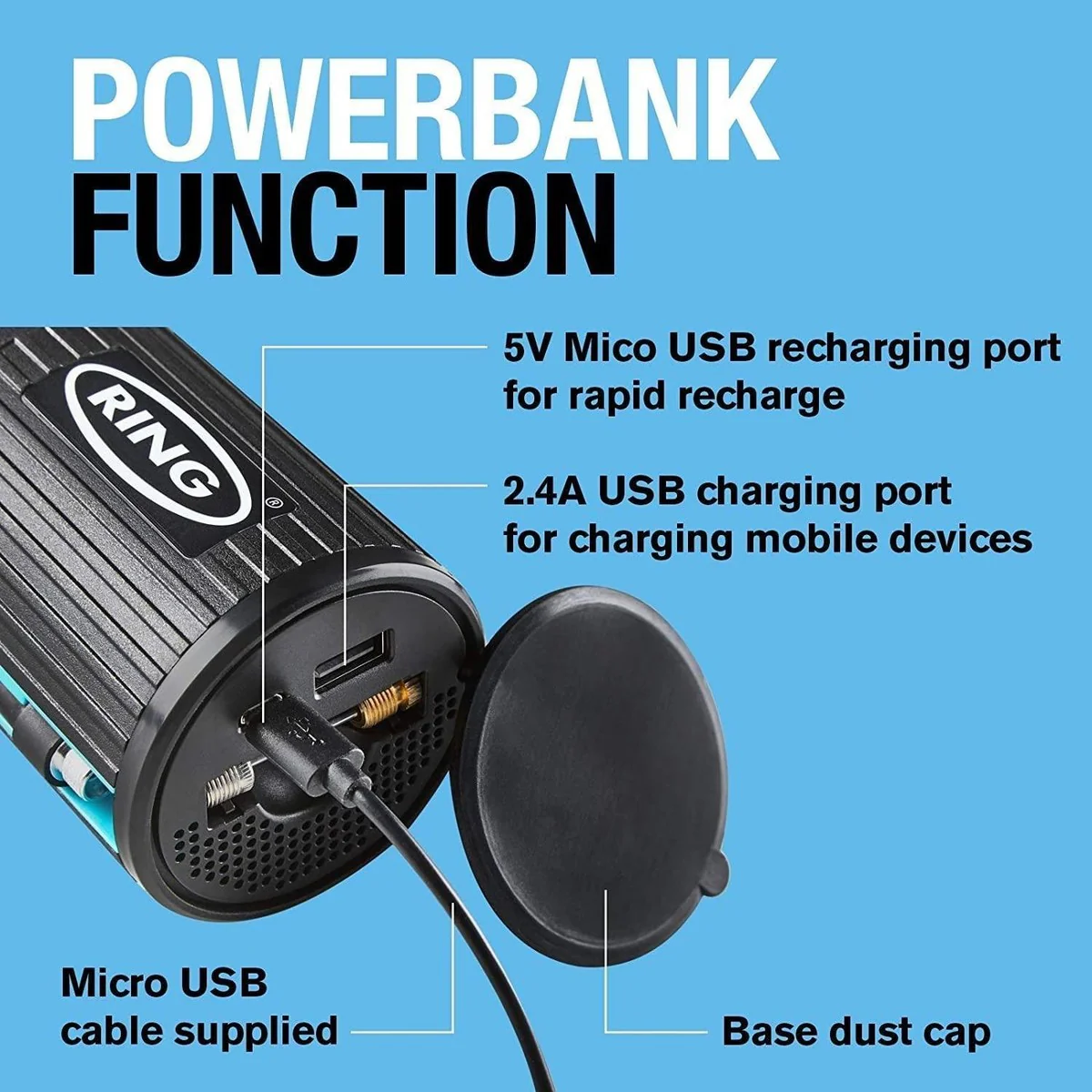 RTC2000 Ring Handheld Digital Tyre Inflator Air Compressor USB LED Cordless - Image 6