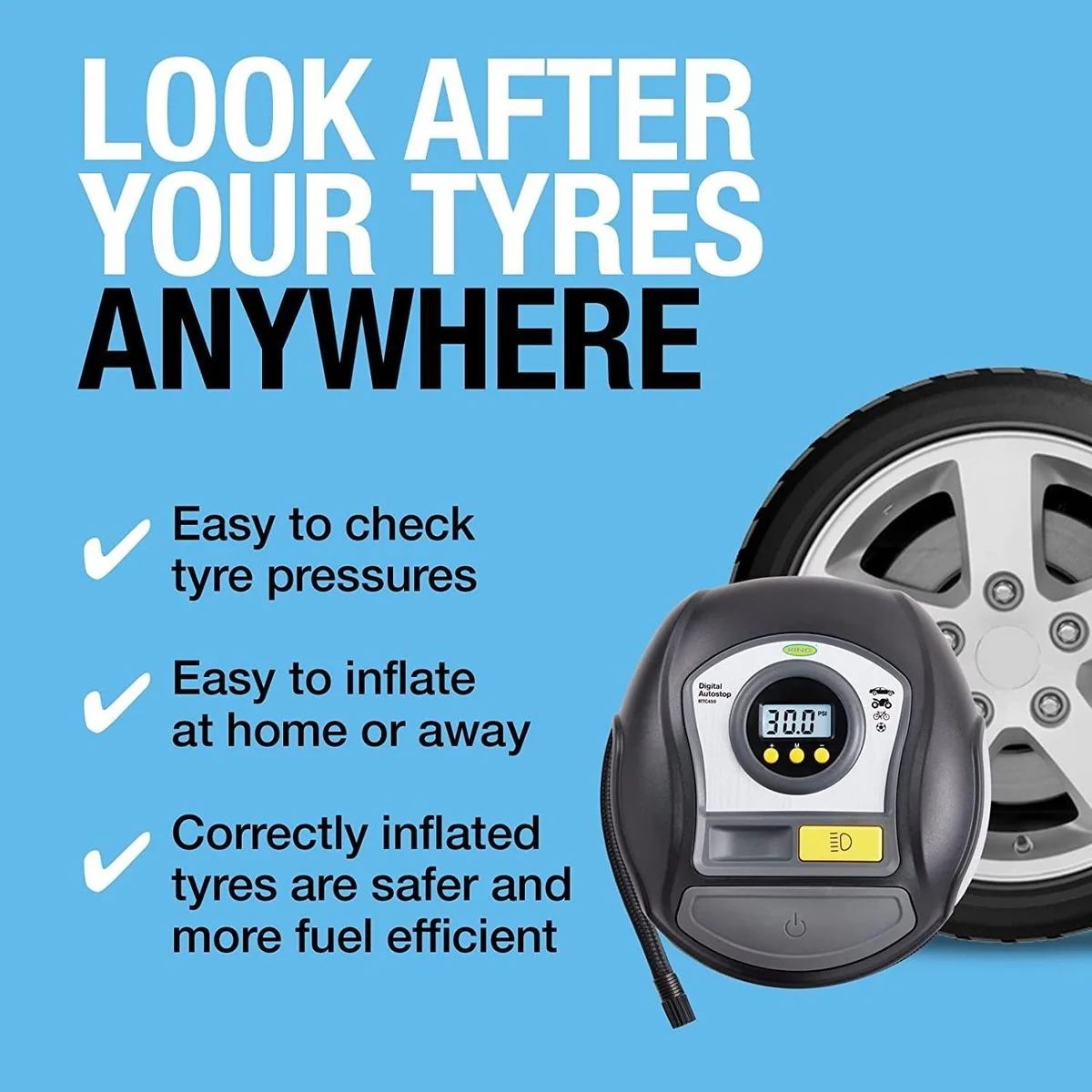 RTC450 Ring Digital Tyre Inflator Air Compressor Wheel Car Pump 12v Auto Stop - Image 11
