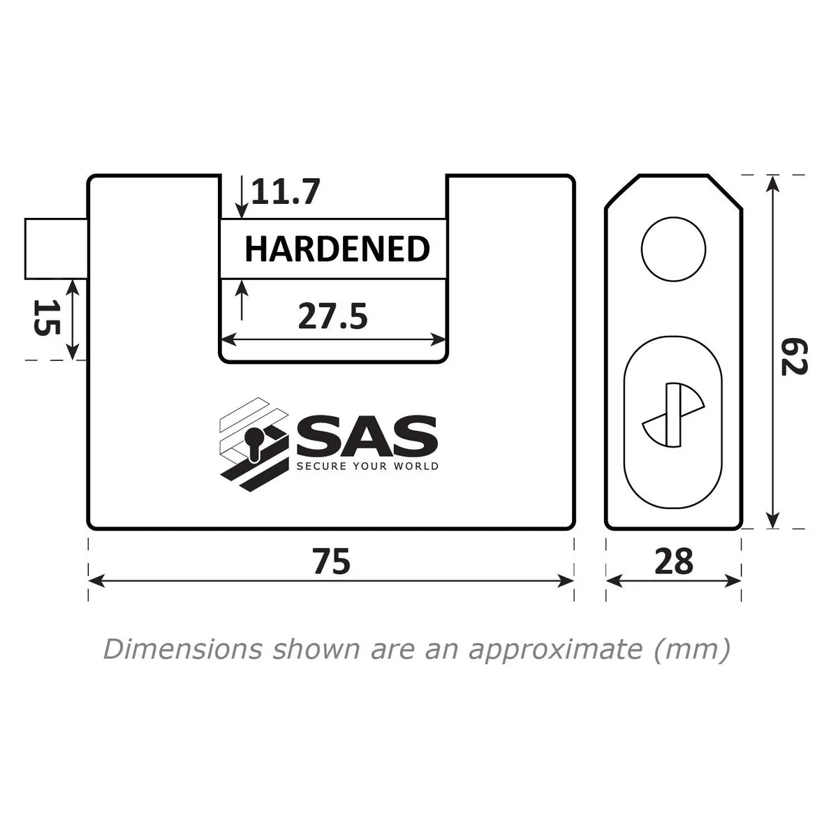 SAS HD85-75 Sliding Shackle Padlock Lock Keyed Alike - Image 6