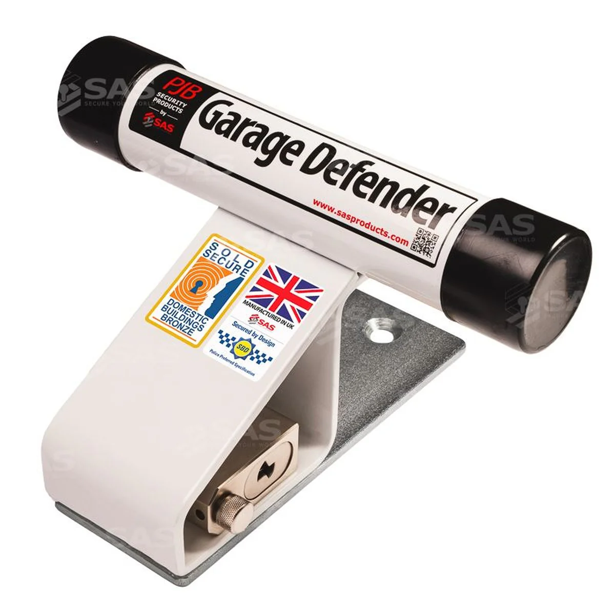 SAS PJB Garage Defender for Up-and-Over Garage Doors Tarmac / White / Lock Keyed Alike