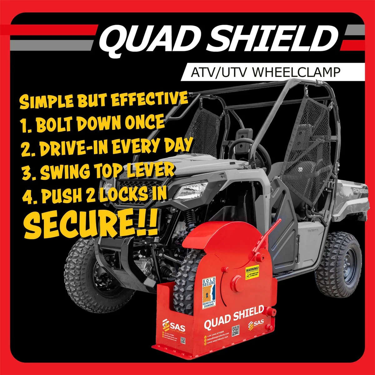 SAS Quad Shield Wheelclamp Xl Size / Lock Keyed Alike - Image 7