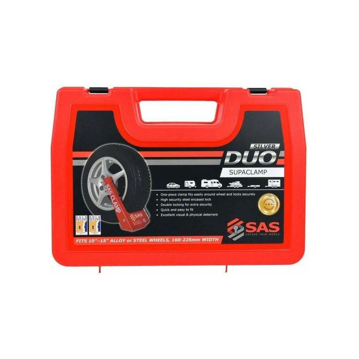 SAS Supaclamp Duo Wheelclamp Alloy or Steel Wheels 10" to 15" Sold Secure Silver - Image 6