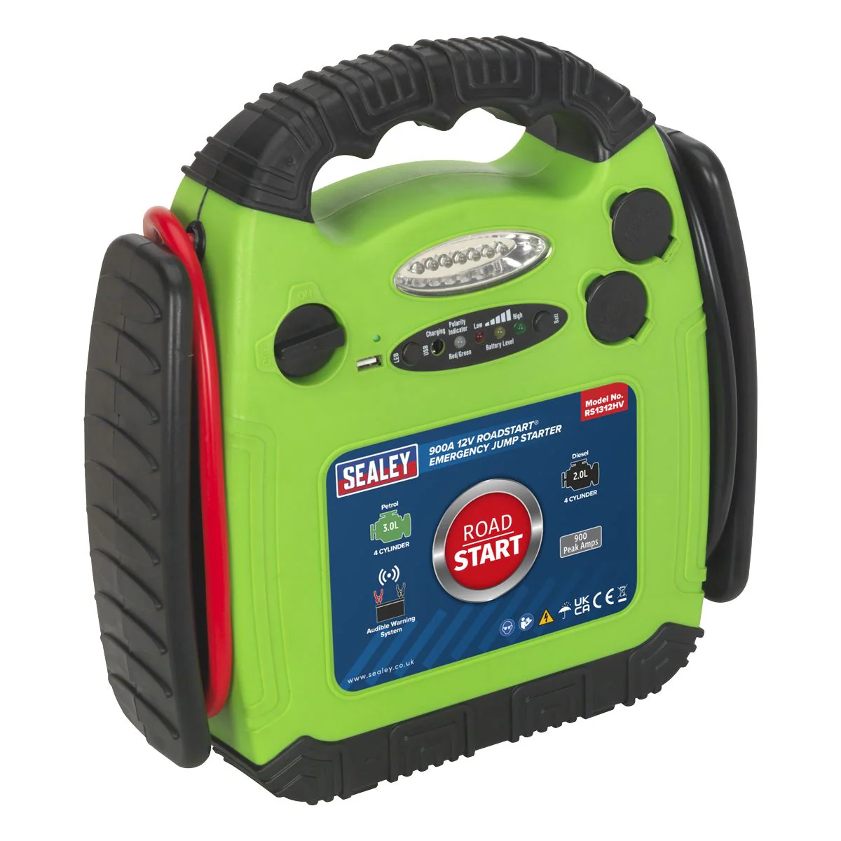 Sealey 12v 900A Portable Emergency Car Battery Jump Starter Power Pack RS1312HV - Image 2
