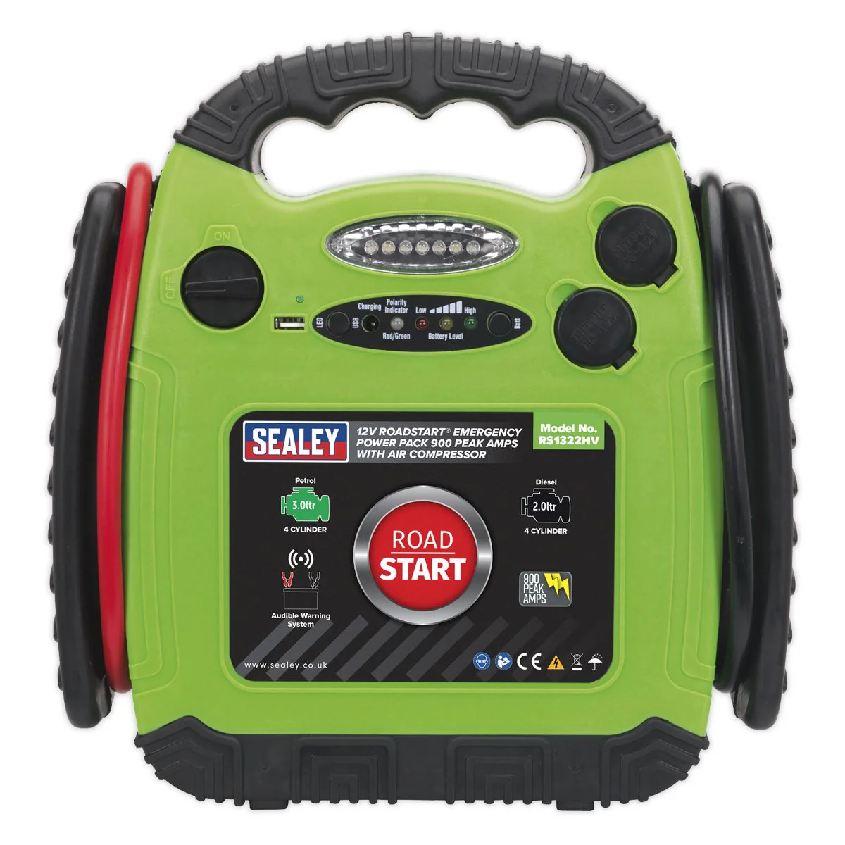Sealey 12V RoadStart Emergency Power Pack 900 Peak Amps Car Battery Booster - Image 2