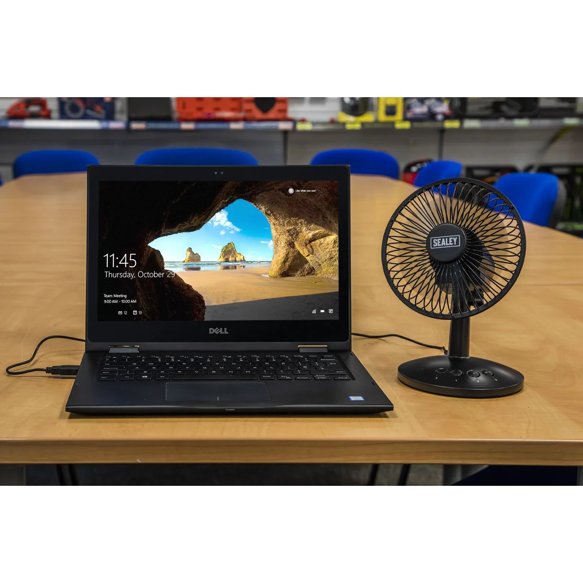 Sealey 150mm 6" 3 Speed Oscillating Desk Fan Home Office Portable USB or Battery - Image 4