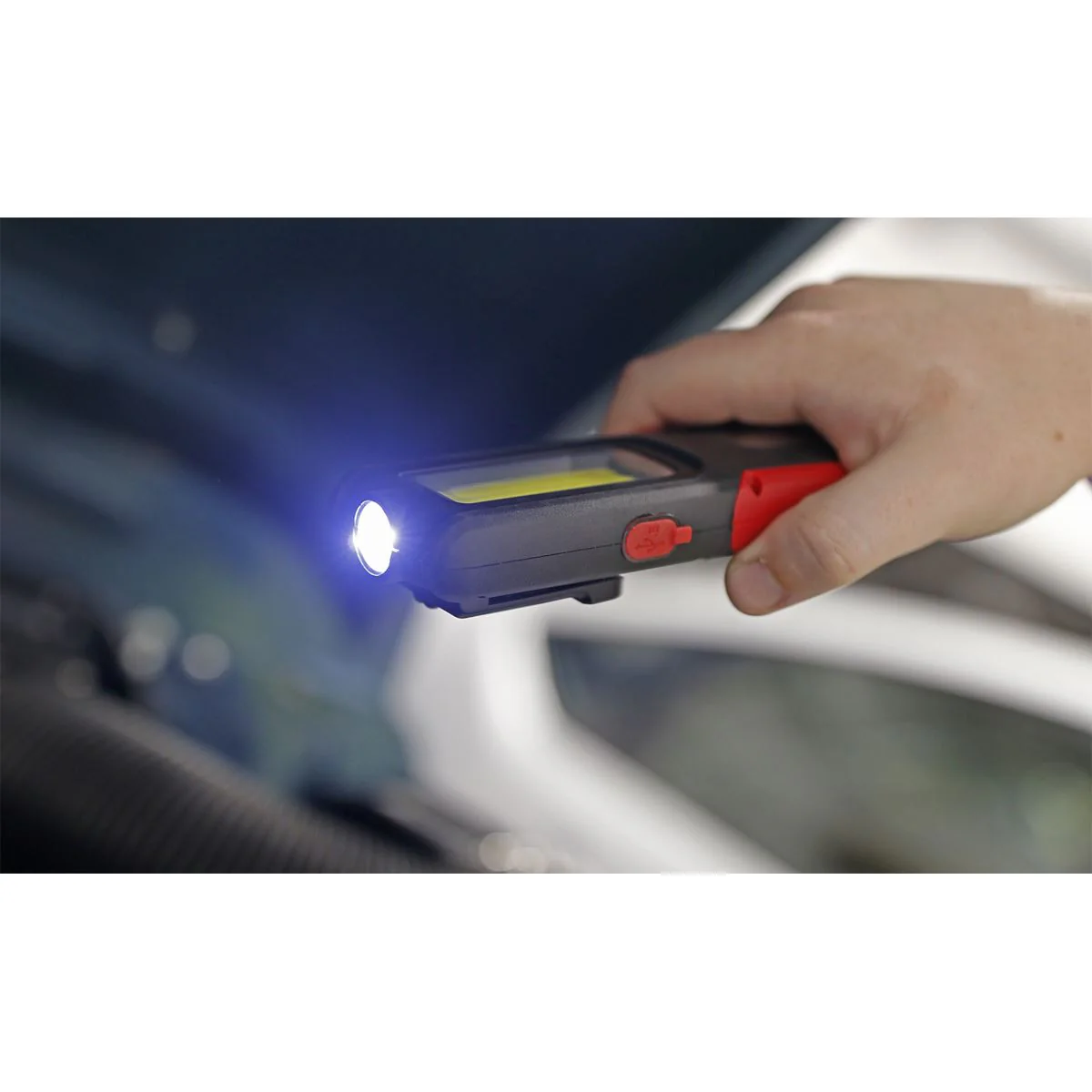 Sealey Rechargeable Inspection Lamp Red 5W COB+3W LED+Power Bank LED318R - Image 7