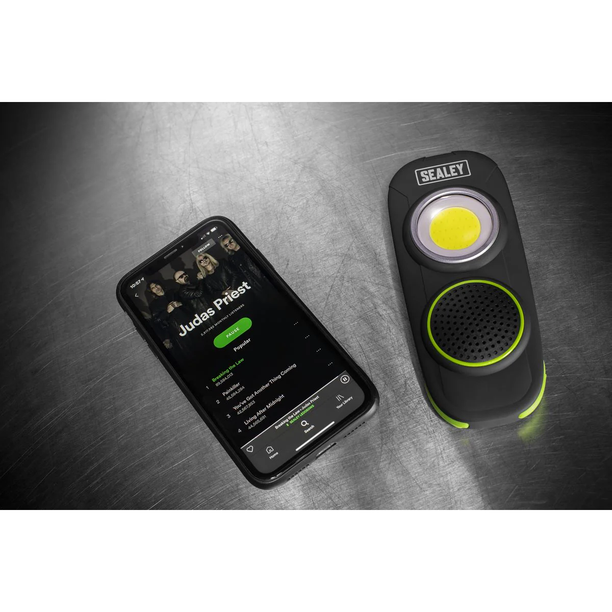 Sealey Rechargeable Torch Light Wireless Speaker 10W COB LED 500 Lumens Lamp - Image 9