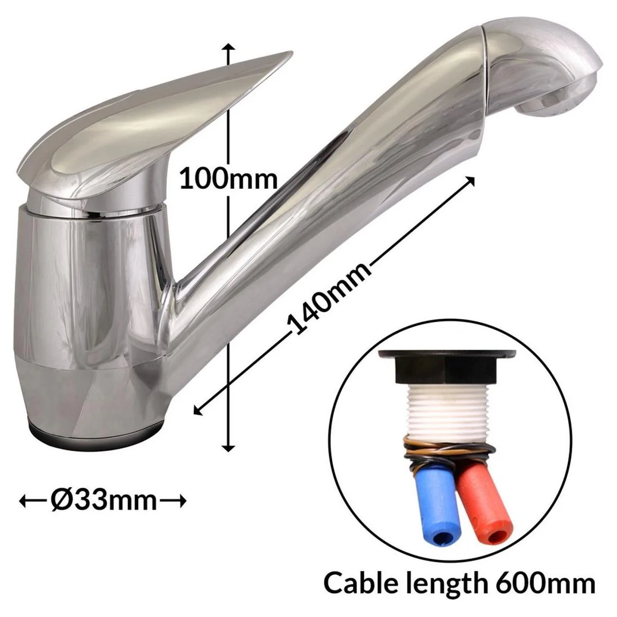Single Lever Pelican Mixer Tap for Caravan/Motorhome - Image 2