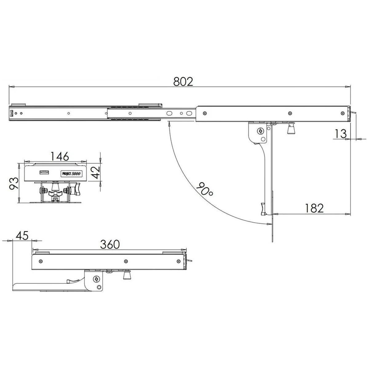 Sliding LCD TV Ceiling Bracket for Campers - Image 2