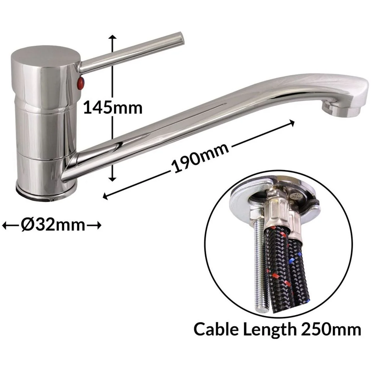 Stilo Chrome Mixer Tap 19cm Spout Durable Chrome Mixer Tap with 19cm Spout fo - Image 2
