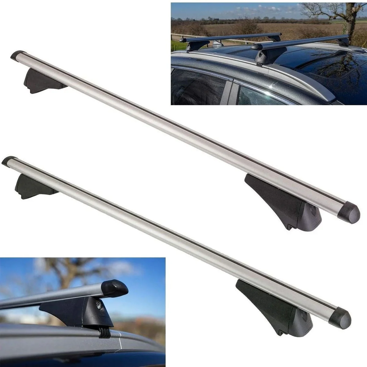 Summit SUM-005 Locking Roof Bars in Aluminium (Pair of) For Cars with Flush Rails - 1.35m, Silver - Image 7