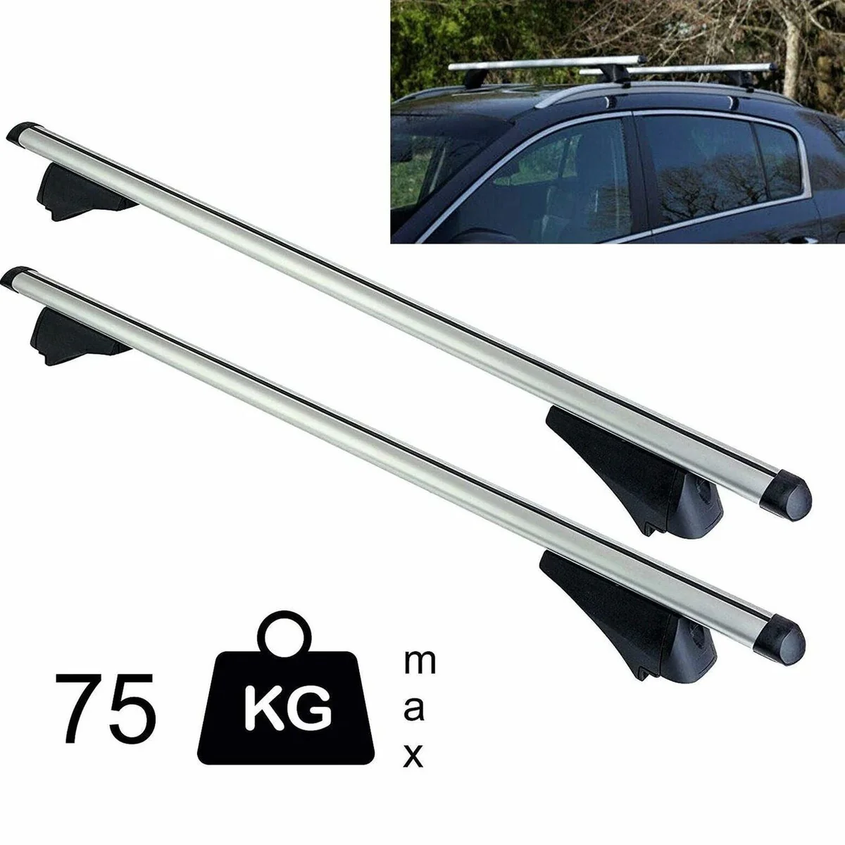 Summit SUM-005 Locking Roof Bars in Aluminium (Pair of) For Cars with Flush Rails - 1.35m, Silver - Image 8