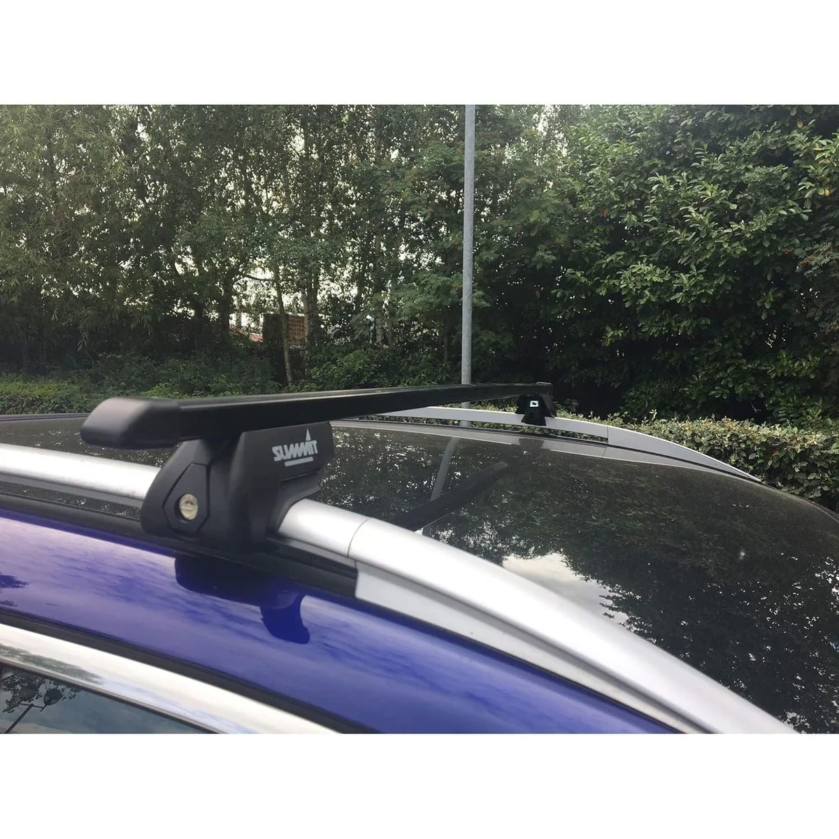 Summit SUP-815 Premium Railing Roof Bar for Cars with Raised Running Rails, Black Steel, Set of 2 - Image 5