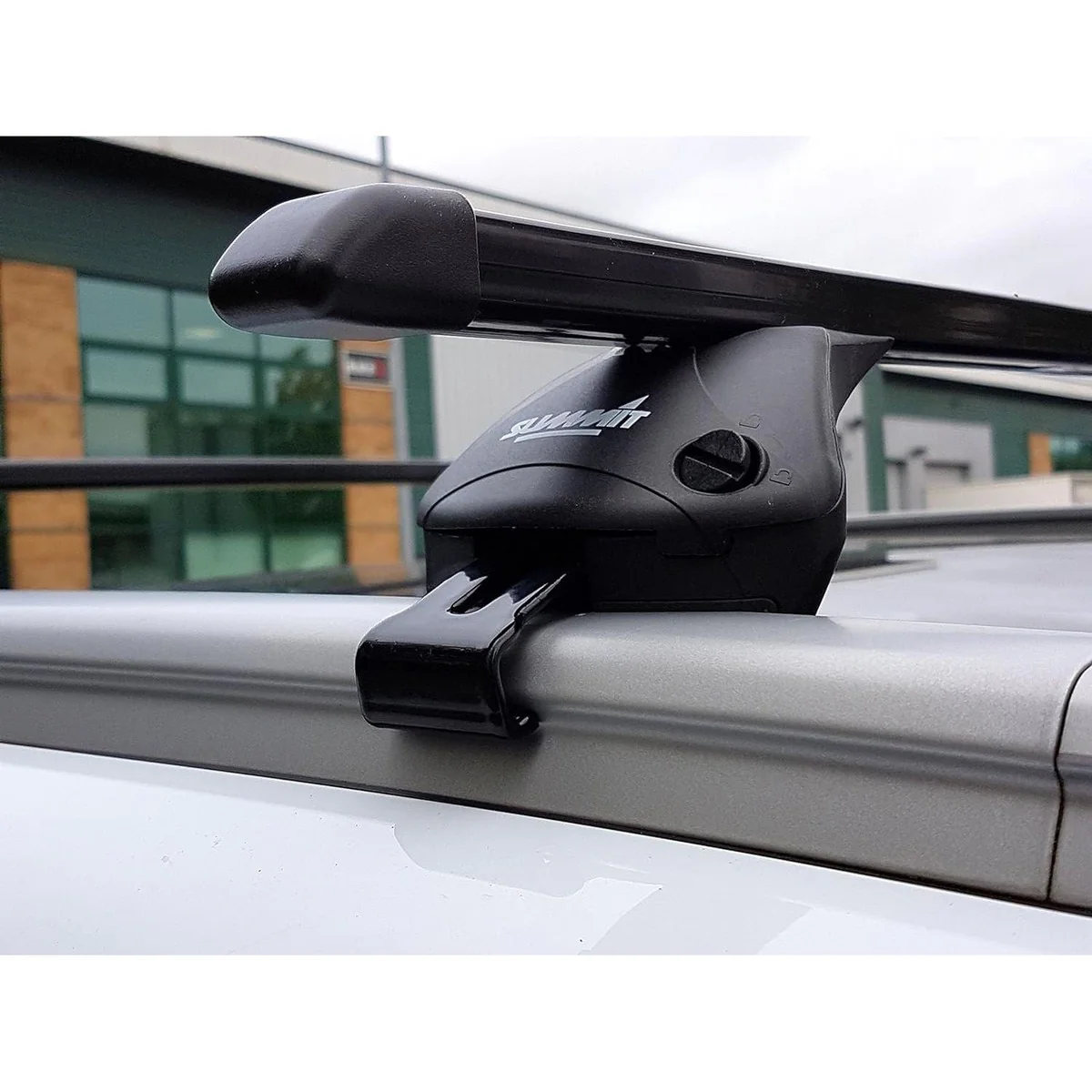 Summit SUP-857 Premium Integrated Railing Bar for Cars with Running Rails, Black Steel, Set of 2 - Image 5