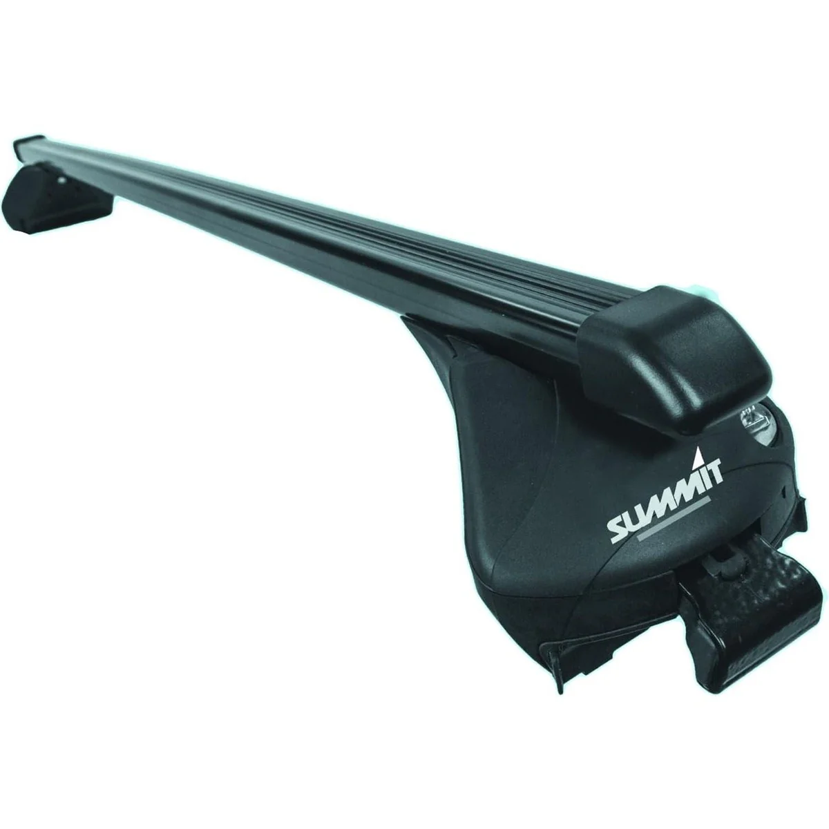Summit SUP-857C Premium Integrated Railing Bar for Cars with Running Rails, Black Steel, Set of 2
