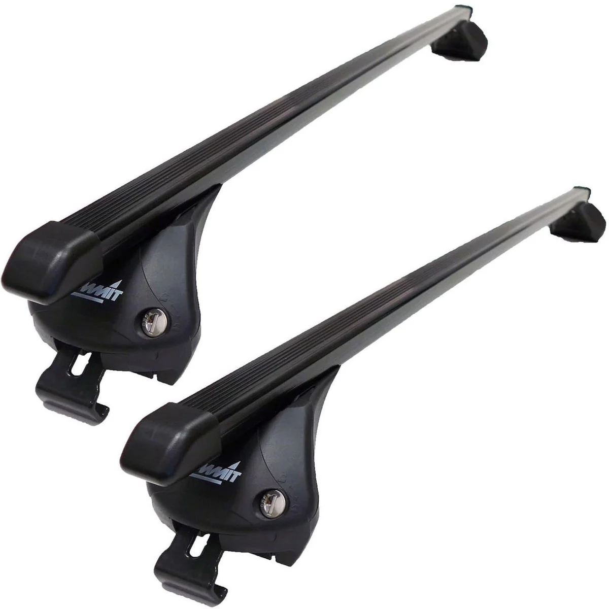 Summit SUP-865 Premium Integrated Railing Bar for Cars with Running Rails, Black Steel, Set of 2