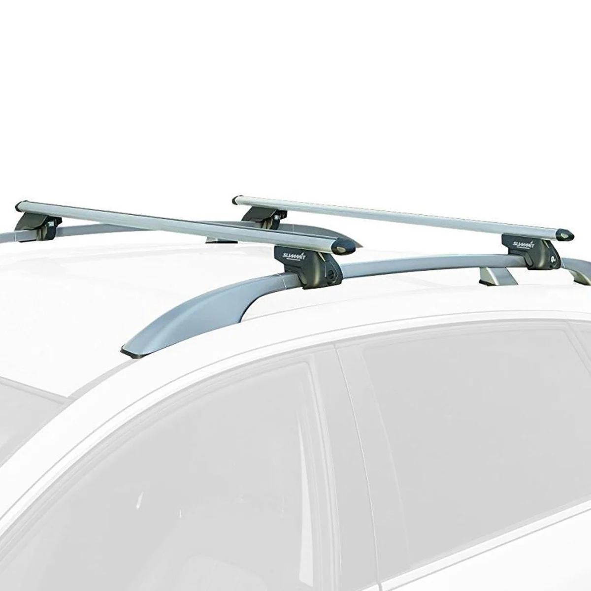Summit SUP-930 Premium Railing Roof Bar for Cars with Raised Running Rails, Aluminium, Set of 2