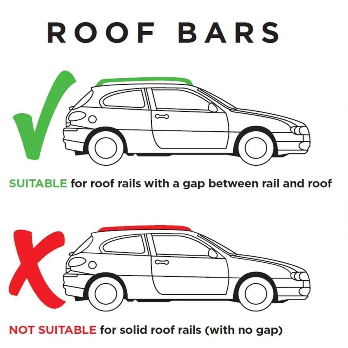 Summit SUP-930B Premium Railing Roof Bar for Cars with Raised Running Rails, Aluminium, Set of 2 - Image 3