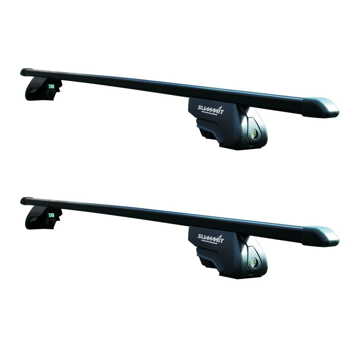 SUP-830 Premium Railing Roof Bar for Cars with Raised Running Rails, Black Steel, Set of 2