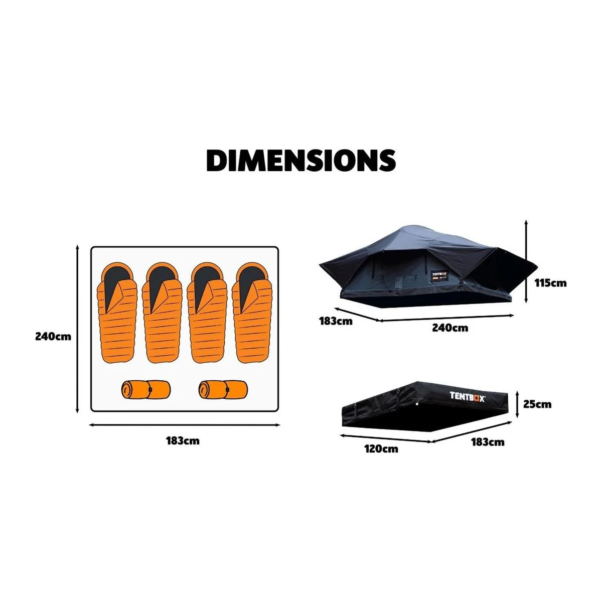 TentBox Lite XL (Sunset Orange) 4 Person Roof Tent - Image 4