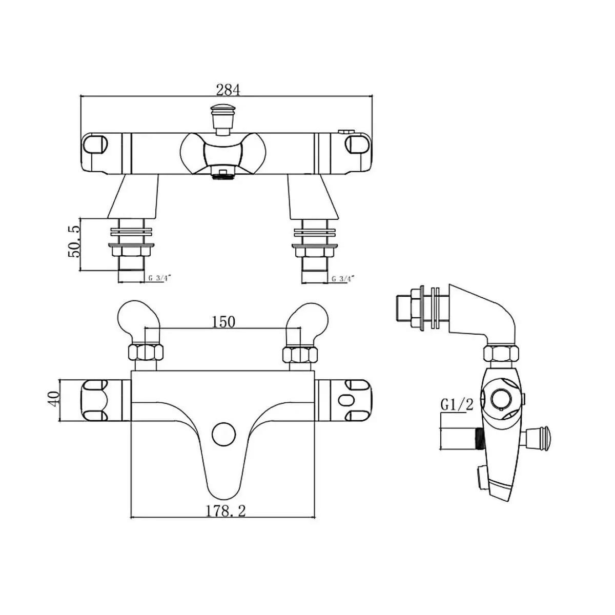 Thermostatic Bath Filler Shower Valve Black - Image 2