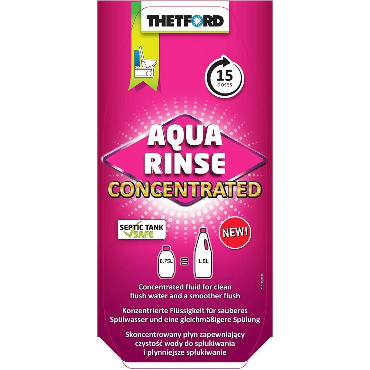 Thetford Aqua Rinse Plus Concentrate Pink Toilet Chemical Fluid for Caravan or Motorhome - Image 3
