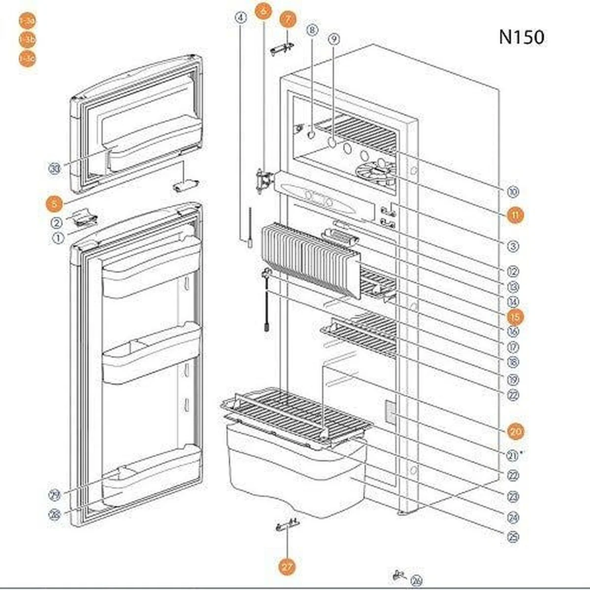 Thetford Fridge Middle Shelf N150 62697908 - Image 2