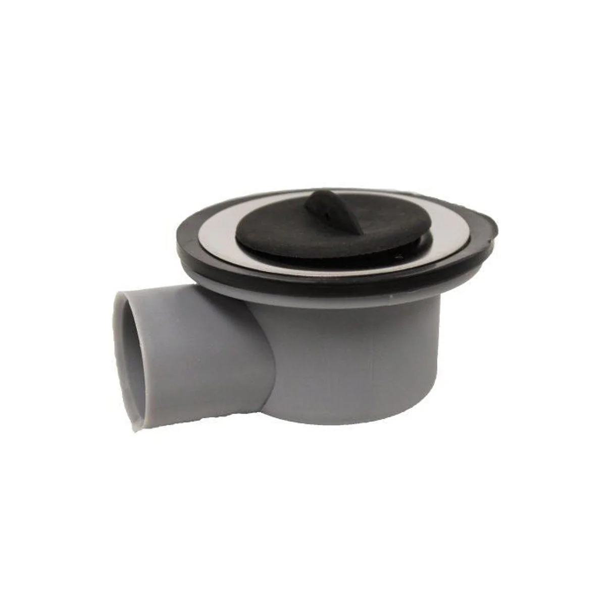 Thetford Sink Drain With Rubber Plug - 90° Grey